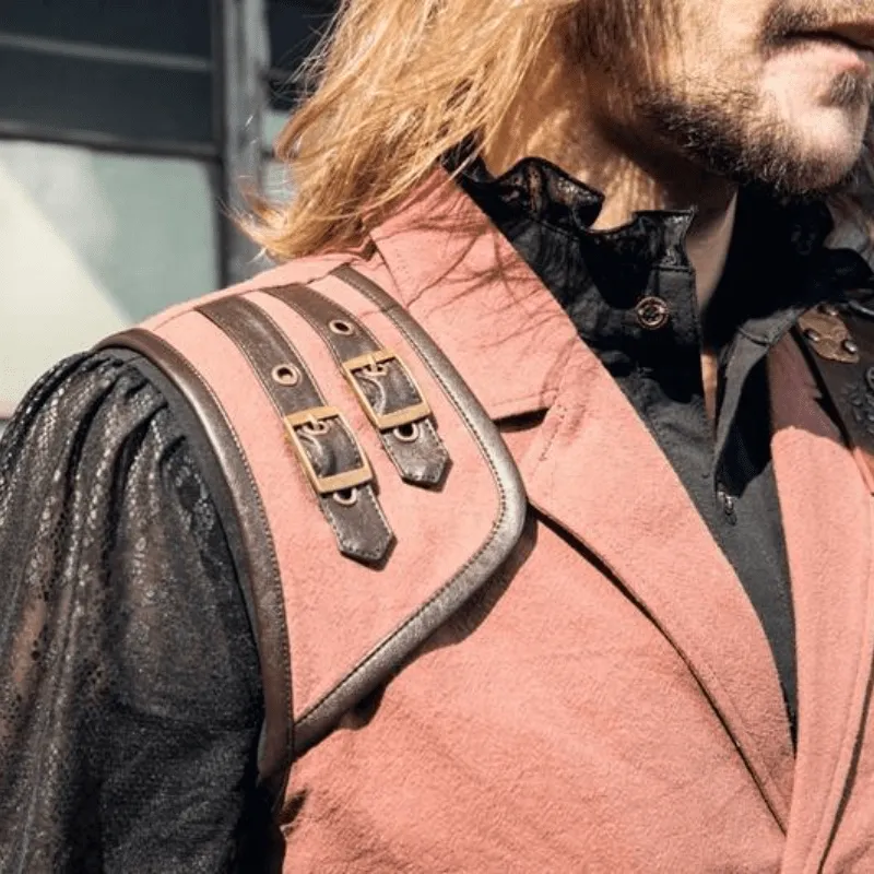 Men's Steampunk Faux Leather Accent Explorer Vest