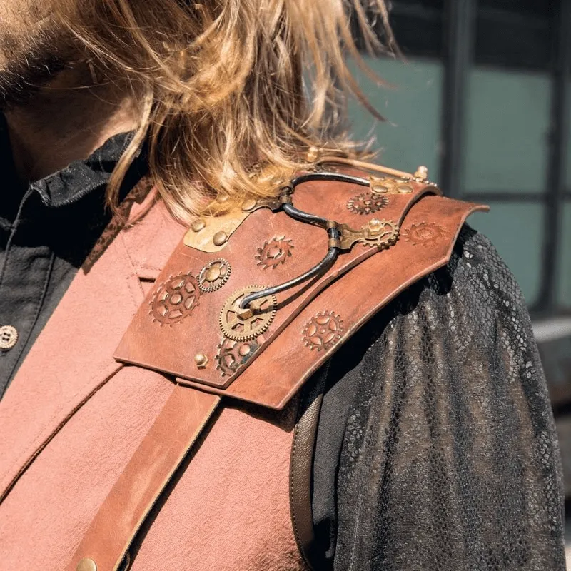 Men's Steampunk Faux Leather Accent Explorer Vest