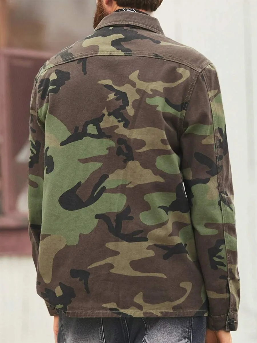 Men's Vintage Camouflage Multi-Pocket Outdoor Jacket