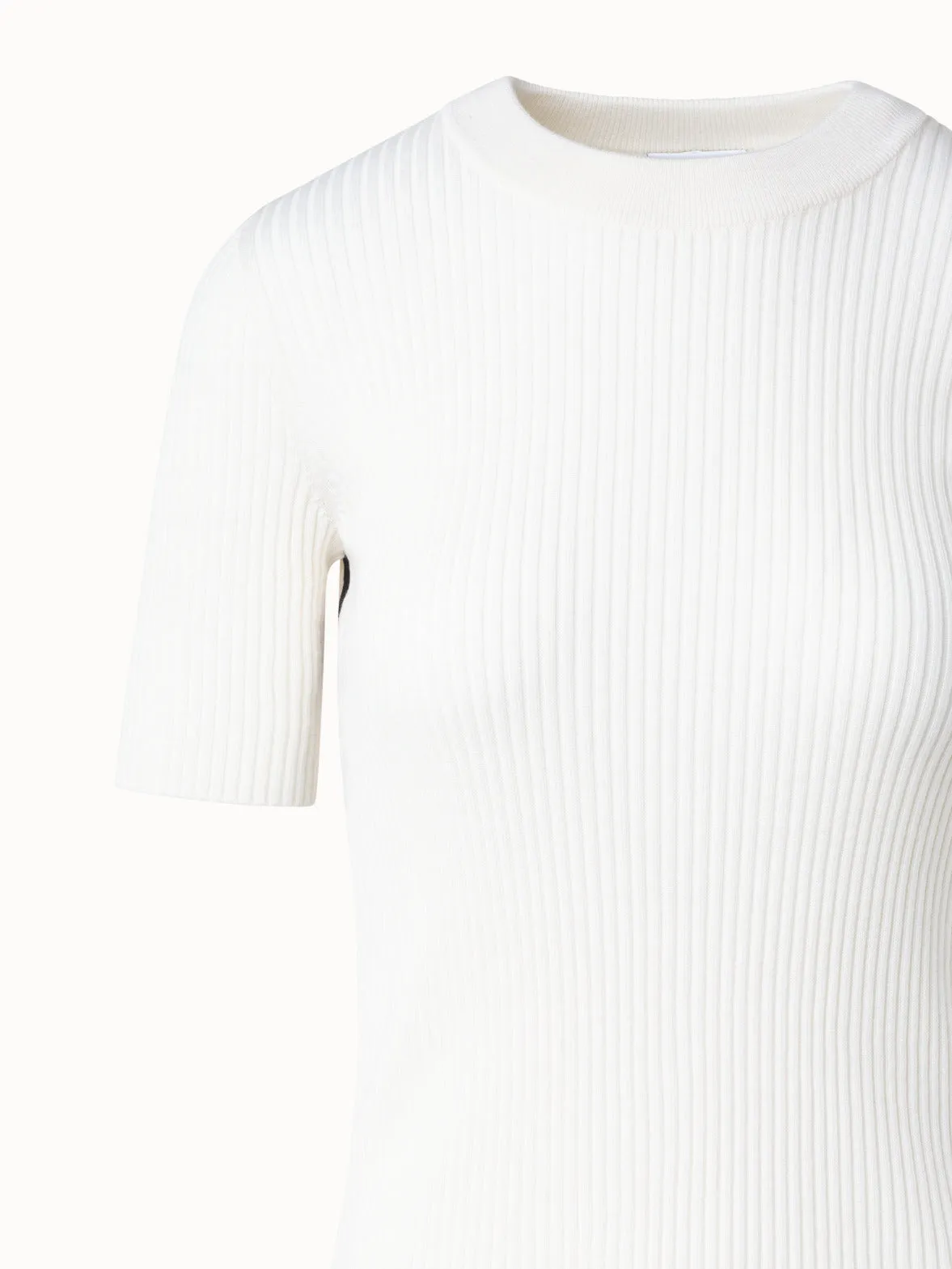 Merino Wool Knit Sweater with Contrast Piping