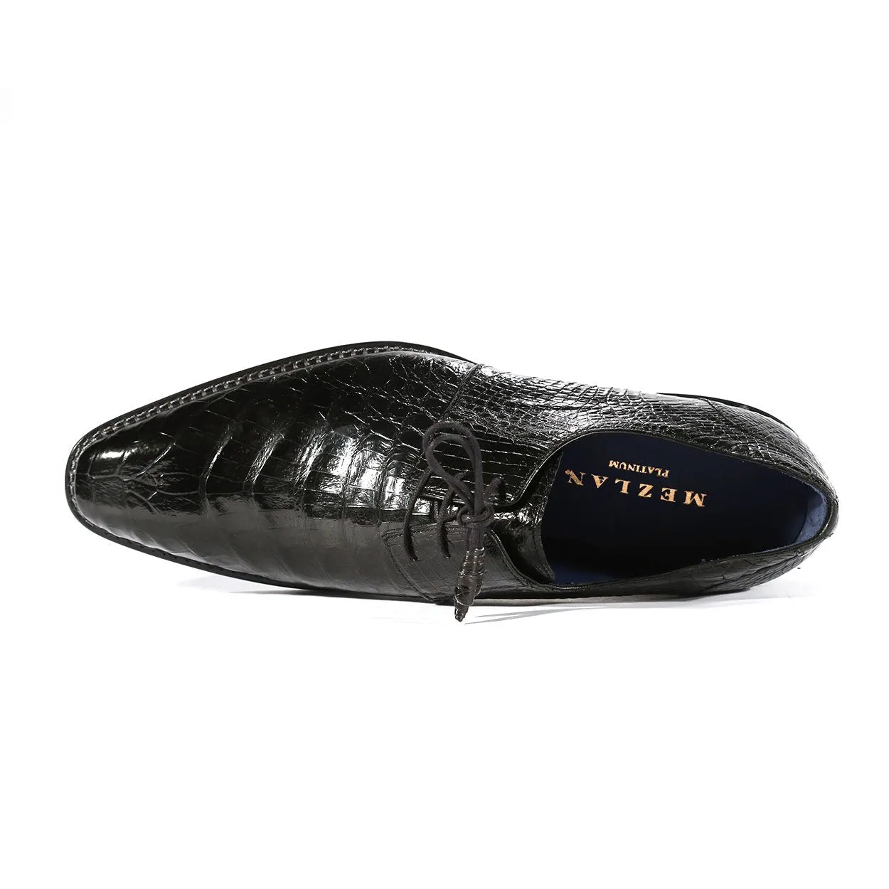 Mezlan Aegis 4732-F Men's Shoes Black Exotic Crocodile Derby Oxfords (MZS3303)