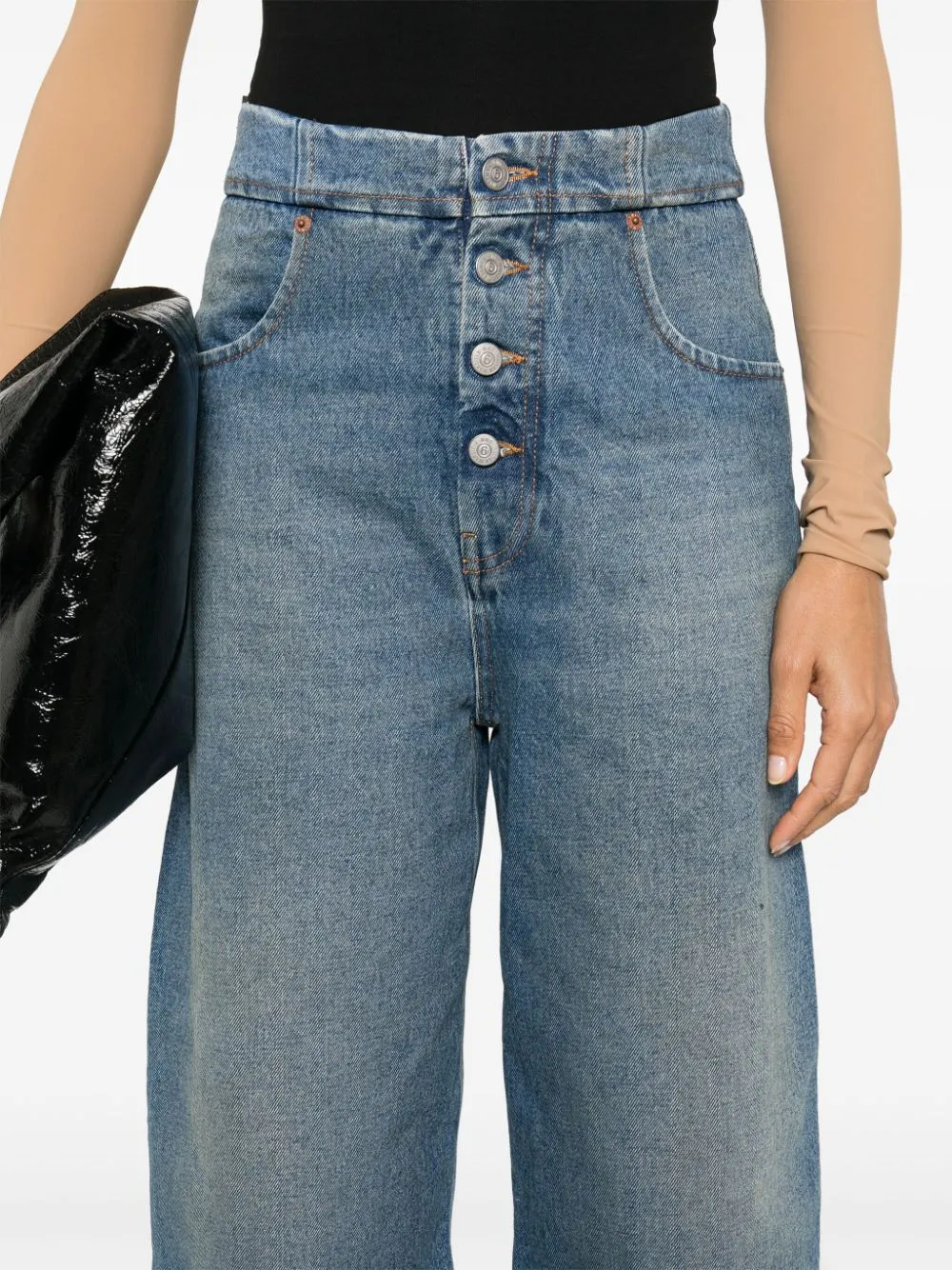 Mm6 Maison Margiela    Mm6 Maison Margiela Wide Leg Denim Jeans