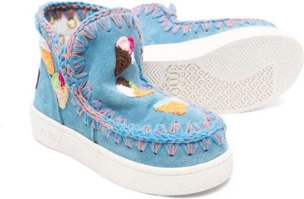 Mou Kids Summer Eskimo suede sneakers Blue