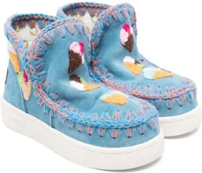 Mou Kids Summer Eskimo suede sneakers Blue