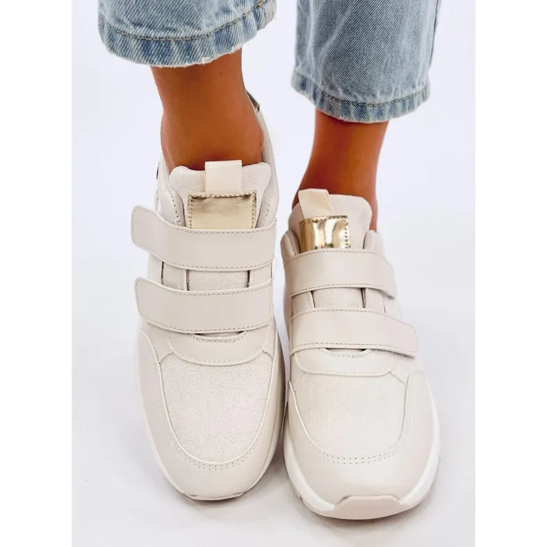 Moulton Beige wedge sneakers with Velcro