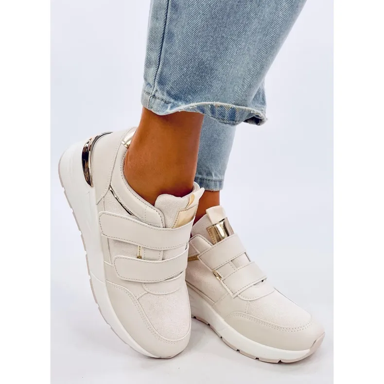 Moulton Beige wedge sneakers with Velcro