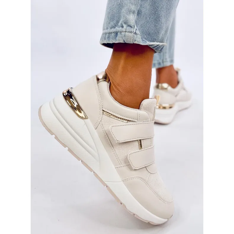 Moulton Beige wedge sneakers with Velcro