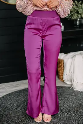 My Own Path Waist Band Satin Pants | Magenta