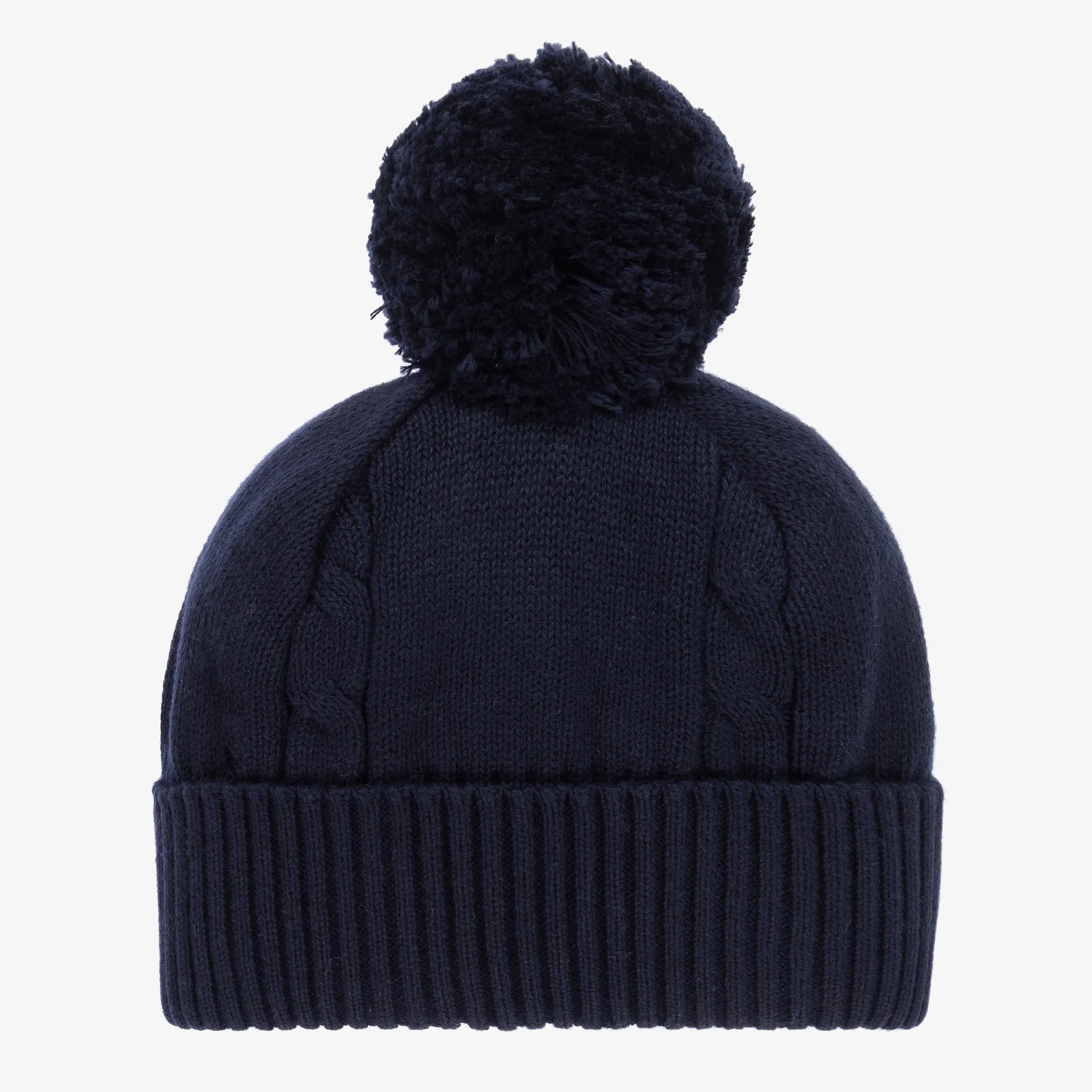 Navy Blue Knitted Pom-Pom Hat