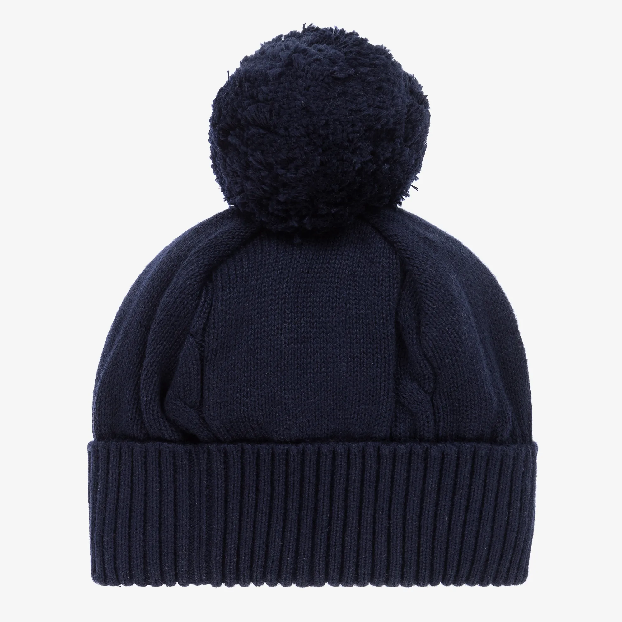 Navy Blue Knitted Pom-Pom Hat