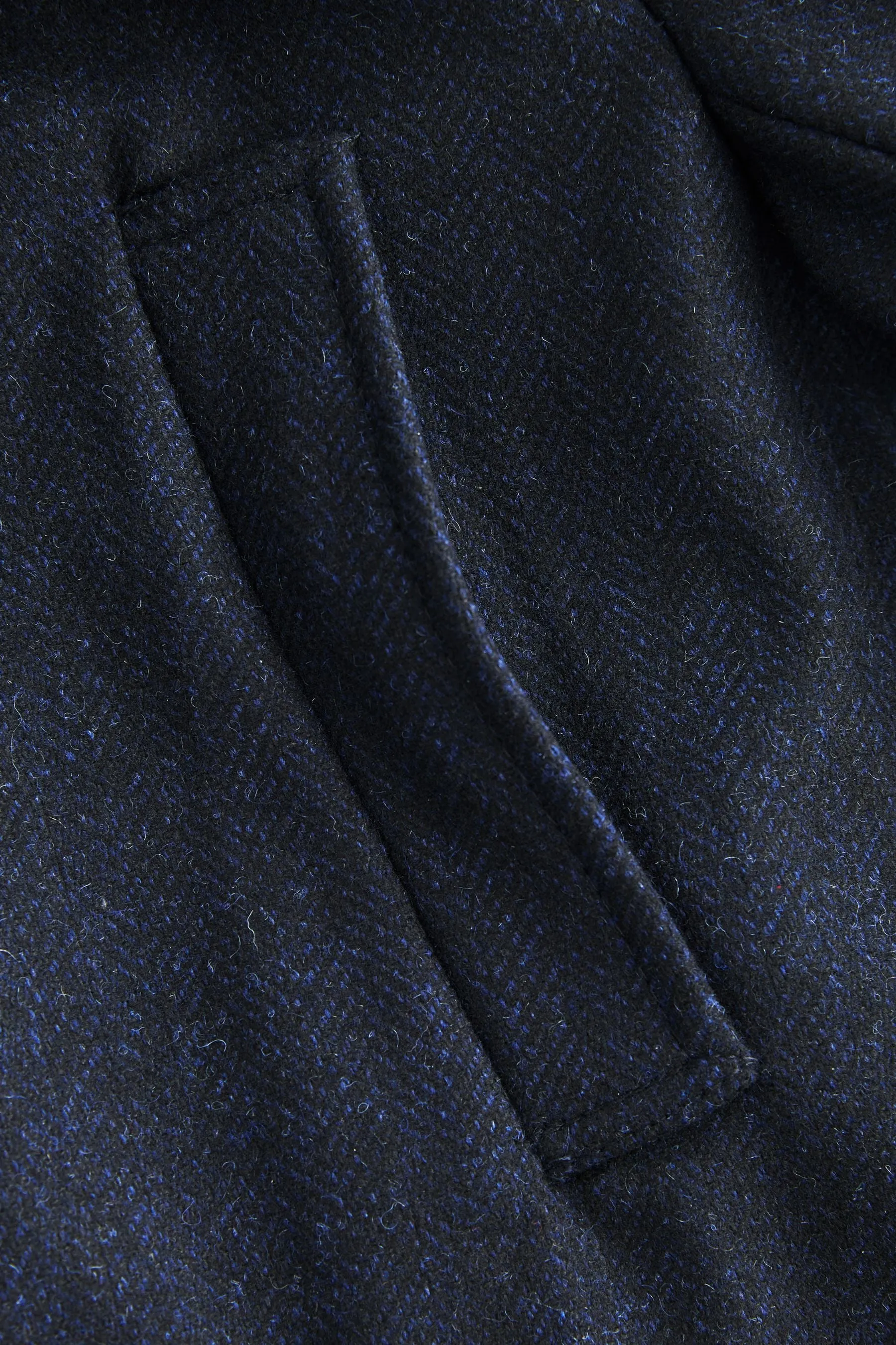 Navy Herringbone Wool Blend Mock Gilet Herringbone Padded Coat