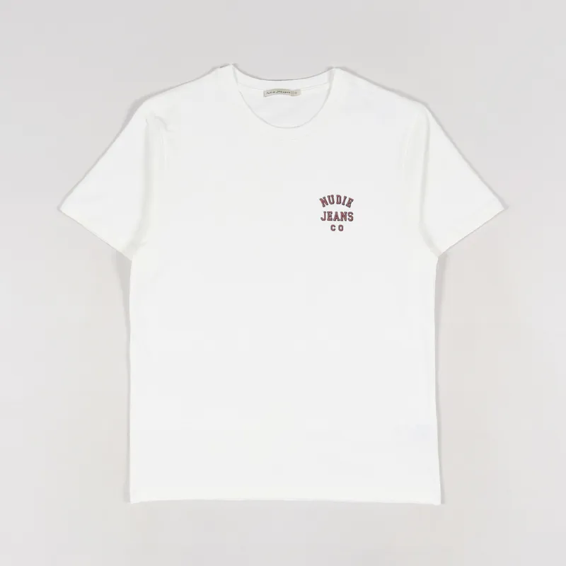 Nudie Jeans Roy Logo T Shirt Off White