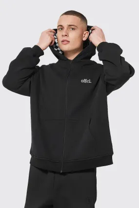 Oversized Checkerboard Lined Zip Thru Hoodie | boohooMAN UK