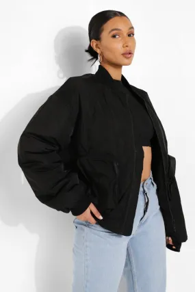 Oversized Pocket Detail Bomber Jacket