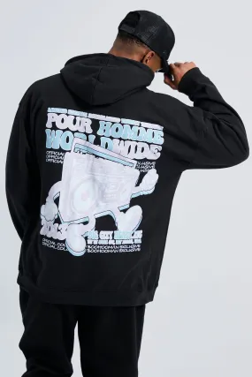 Oversized Pour Homme Sterio Graphic Hoodie | boohooMAN UK