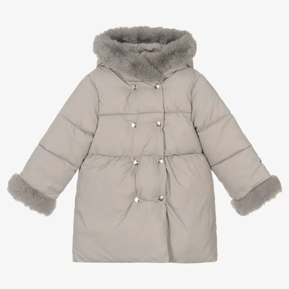 Pale Grey Puffer Coat