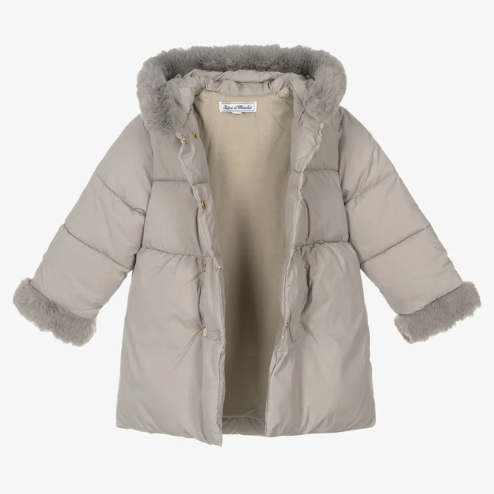 Pale Grey Puffer Coat