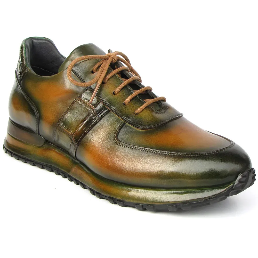 Paul Parkman Leather Sneakers Olive Green