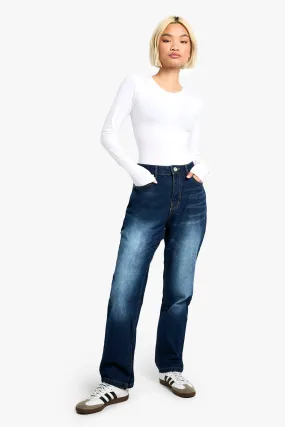 Petite Basics High Waisted Straight Leg Jeans