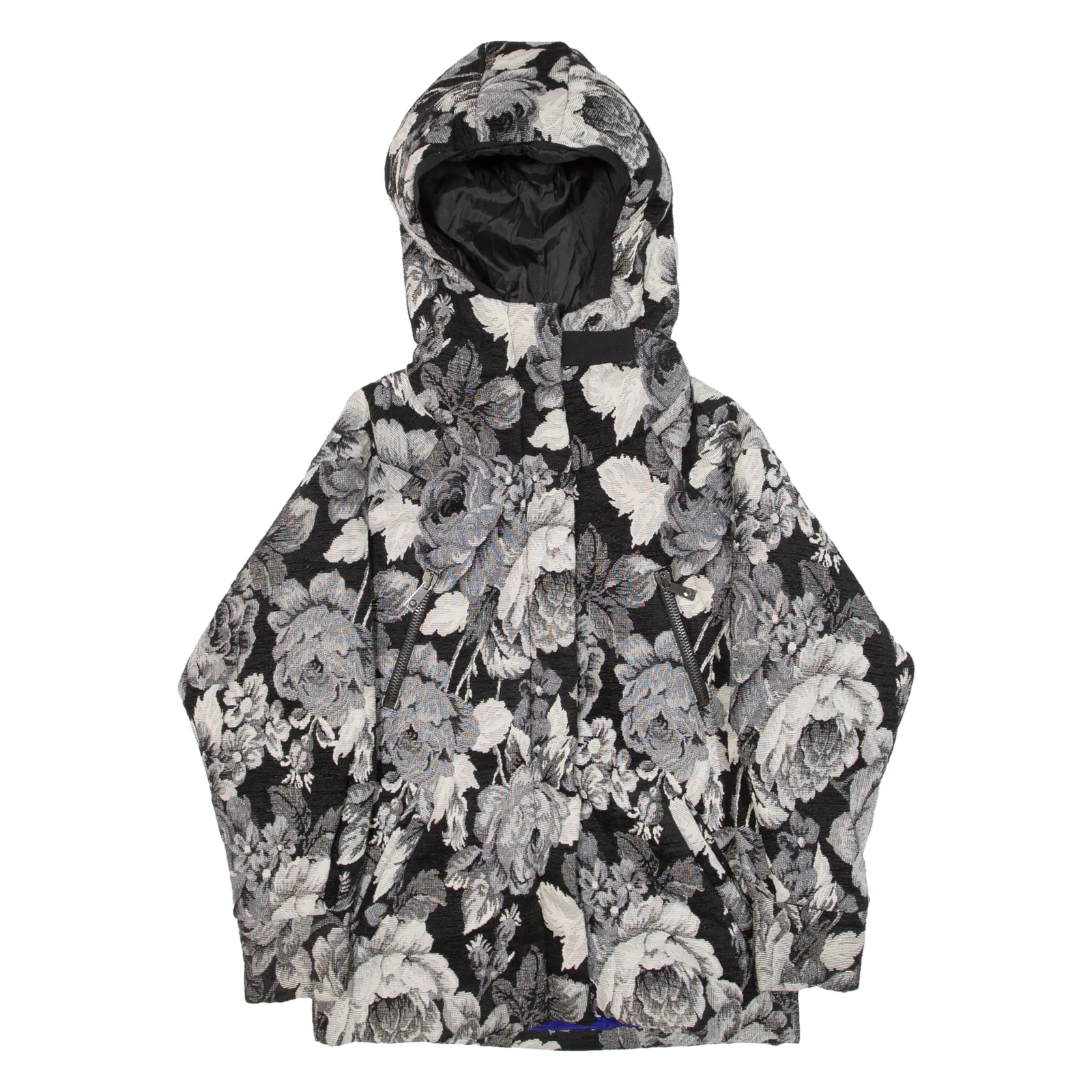 PINKO Womens Jacket Black Hooded Floral UK 6