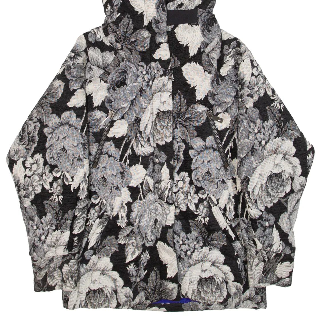 PINKO Womens Jacket Black Hooded Floral UK 6