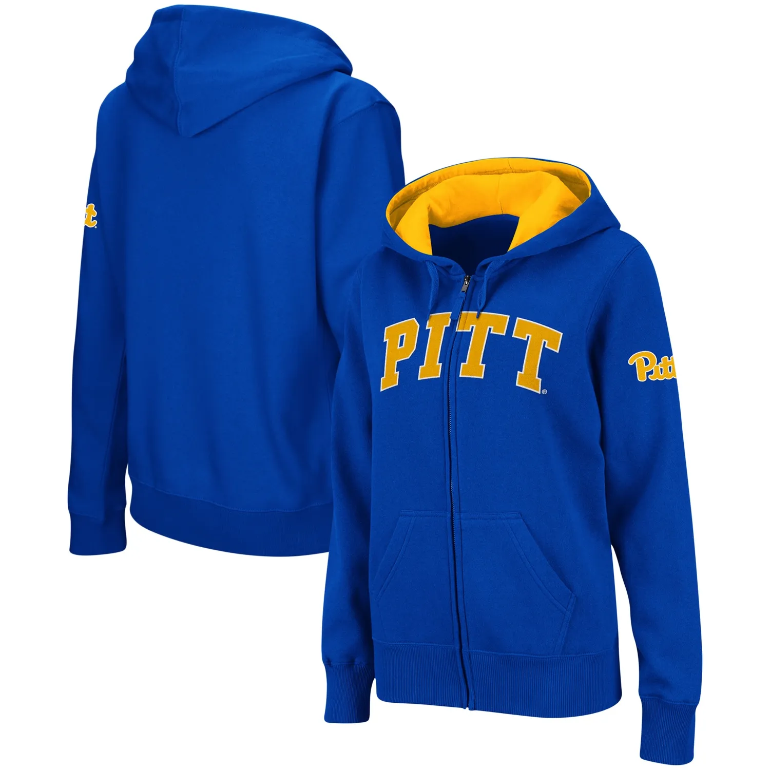 Pitt Panthers Women's Royal Arched Name Full-Zip Hoodie