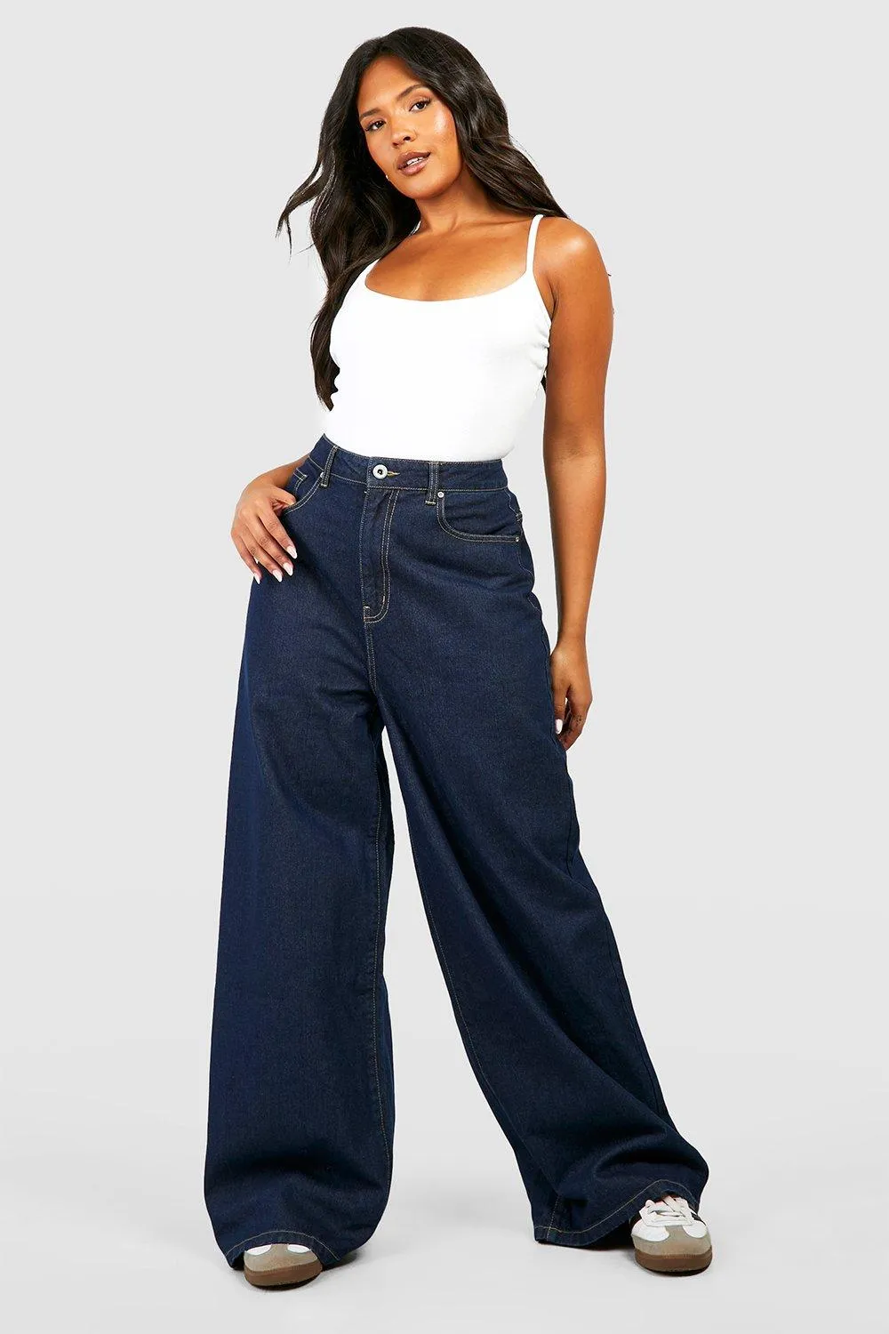 Plus High Waisted Wide Leg Jeans