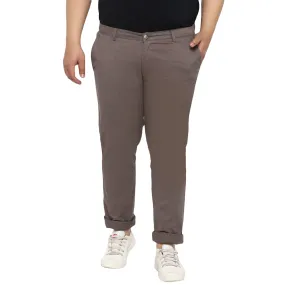 Plus Men's Dark Grey Cotton Regular Fit Casual Chinos Trousers Stretch