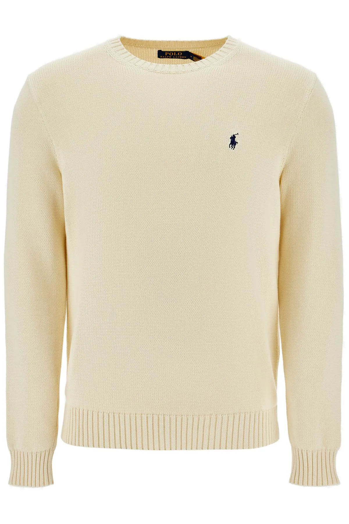 Polo Ralph Lauren Cream Cotton Sweater With Embroidered Logo