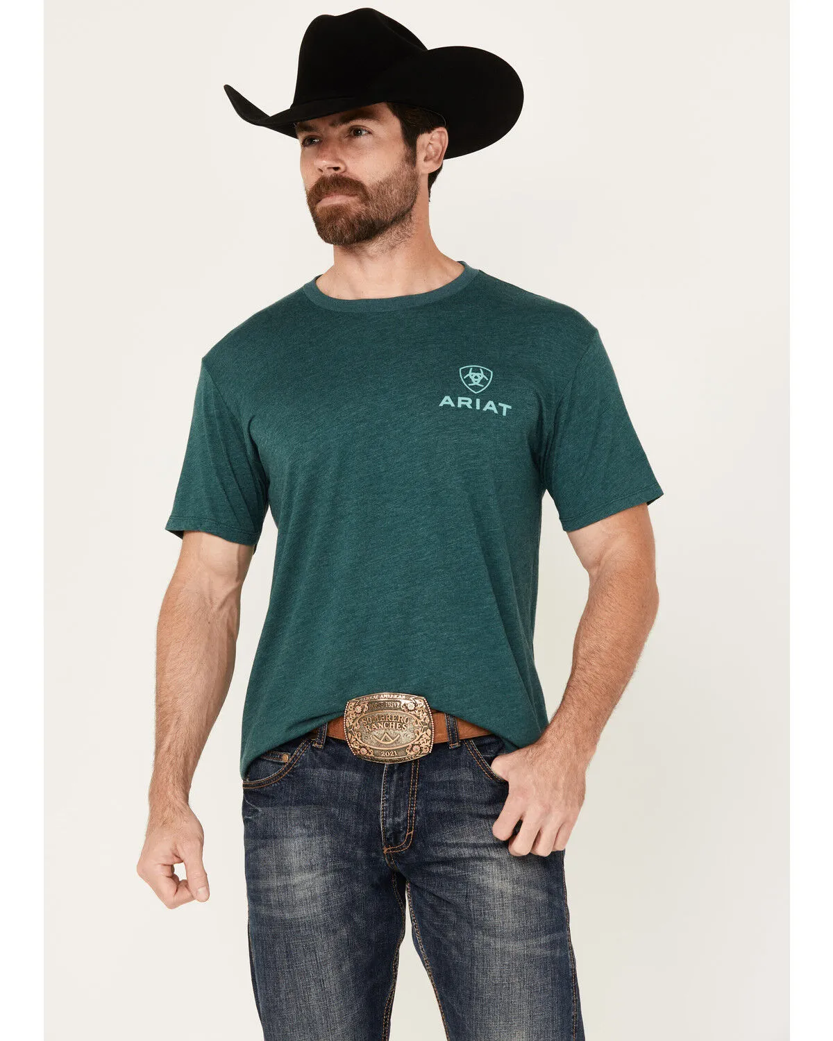 Product Name:  Ariat Men's Boot Barn Exclusive Southwestern Print Logo Short Sleeve Graphic T-Shirt