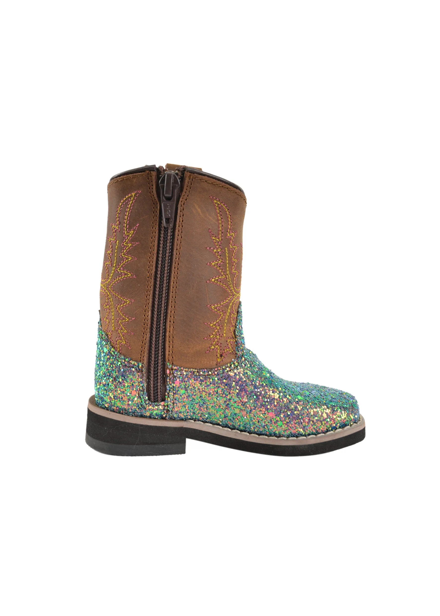 Pure Western Sadie Toddler Boot - Blue Glitter/ Brown - PCP78069T