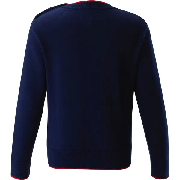 Rachel Riley Sailboat Intarsia Sweater, Navy & Red