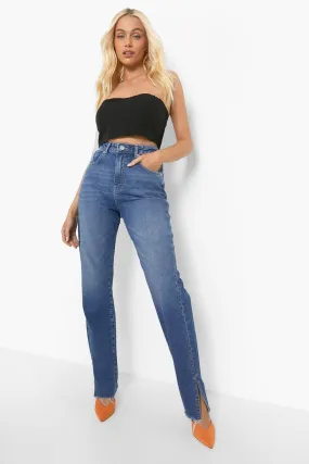 Raw Edge Split Hem Jeans