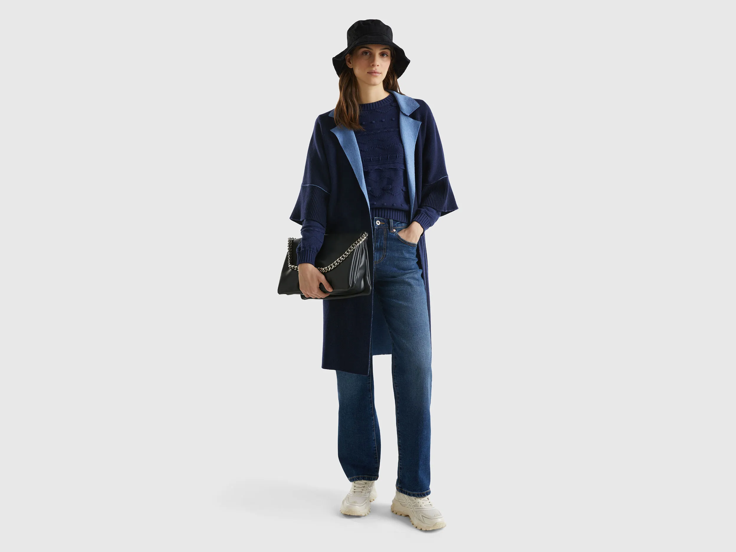 Reversible open coat - Dark Blue | Benetton