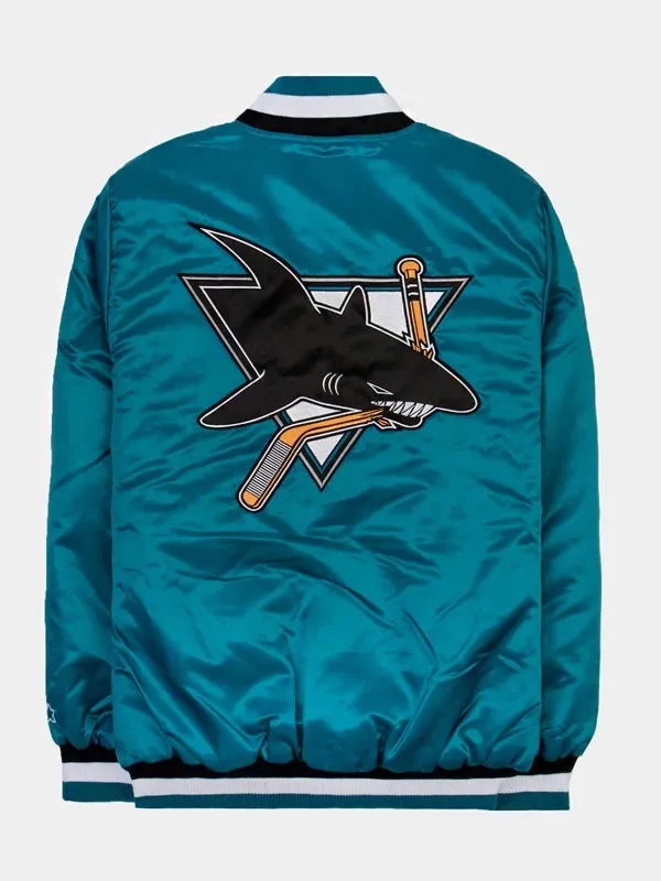 San Jose Sharks Aqua Green Satin Jacket