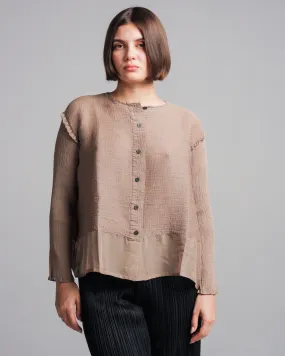 Sand Beige Sheer Crepe Cardigan