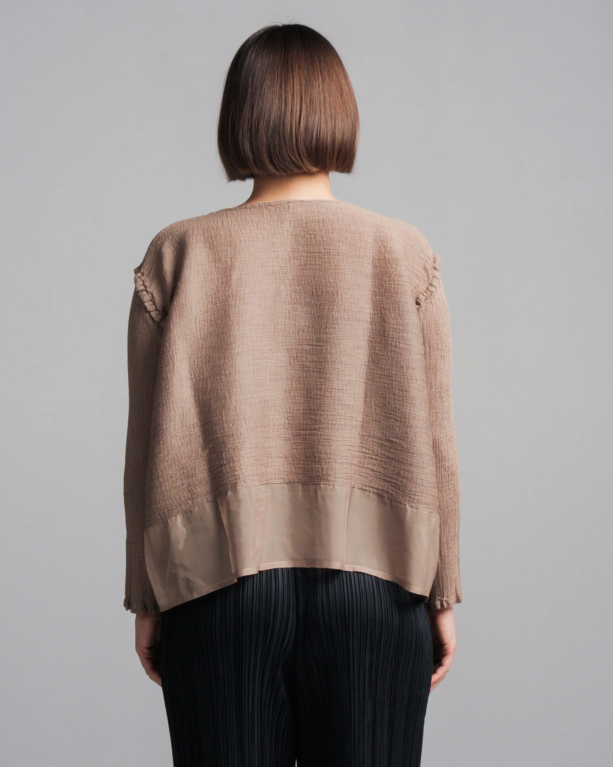 Sand Beige Sheer Crepe Cardigan