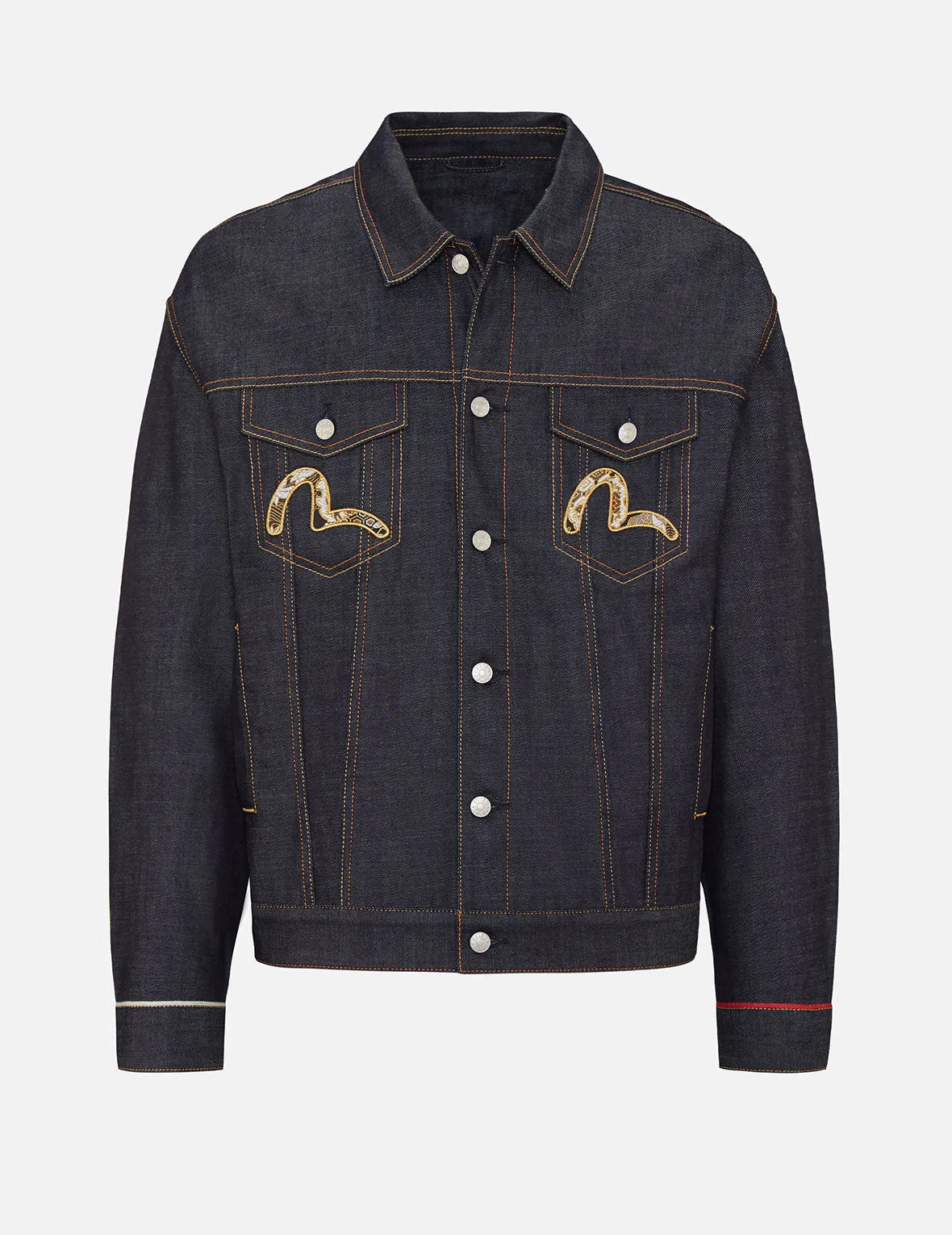 Scroll Daicock and Brocade Seagull Patch Denim Jacket