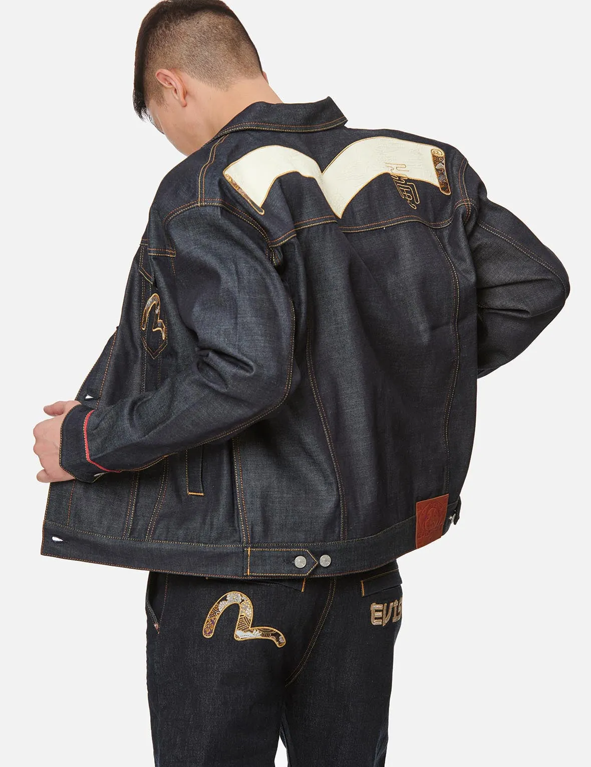 Scroll Daicock and Brocade Seagull Patch Denim Jacket