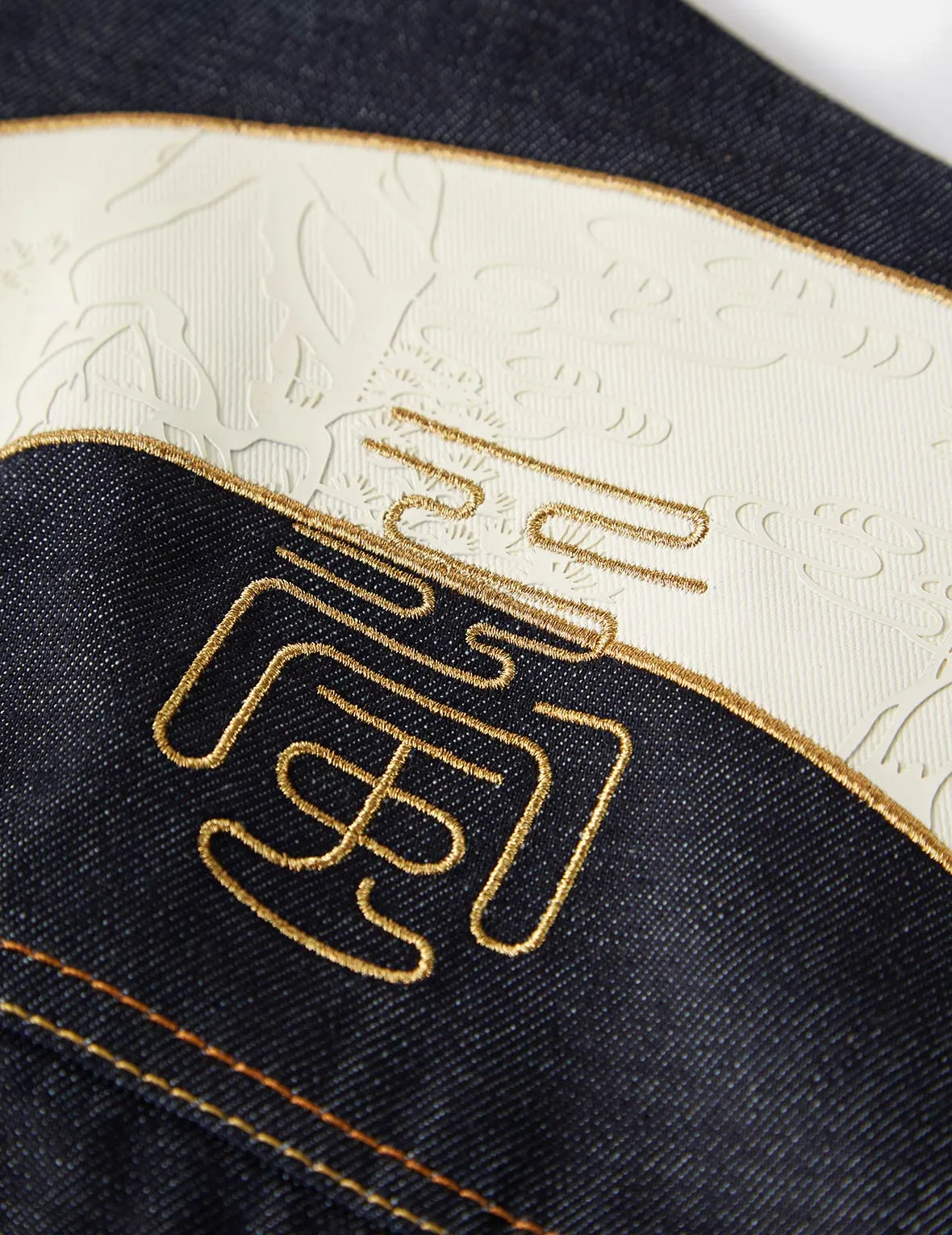 Scroll Daicock and Brocade Seagull Patch Denim Jacket