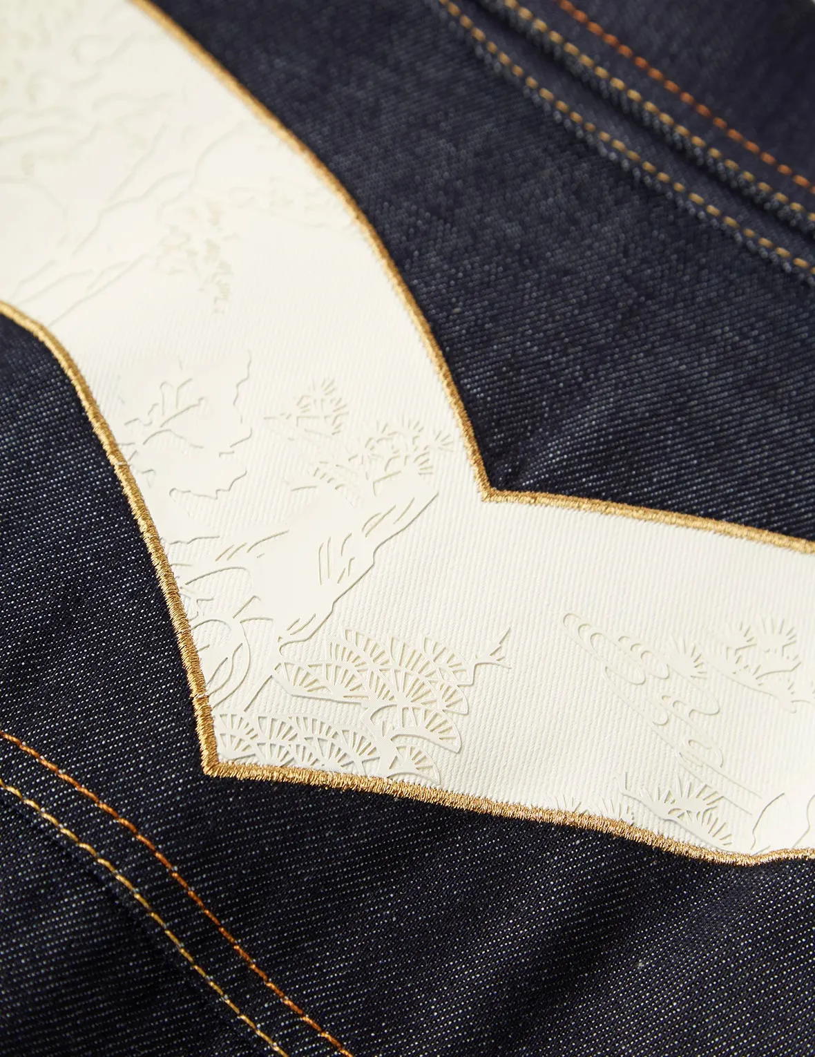 Scroll Daicock and Brocade Seagull Patch Denim Jacket