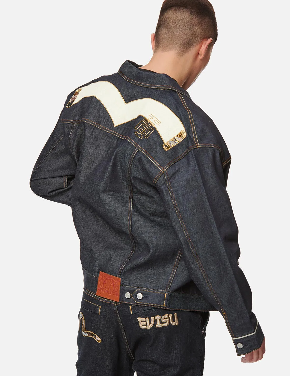 Scroll Daicock and Brocade Seagull Patch Denim Jacket