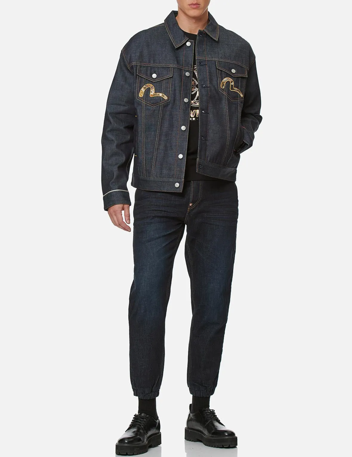 Scroll Daicock and Brocade Seagull Patch Denim Jacket