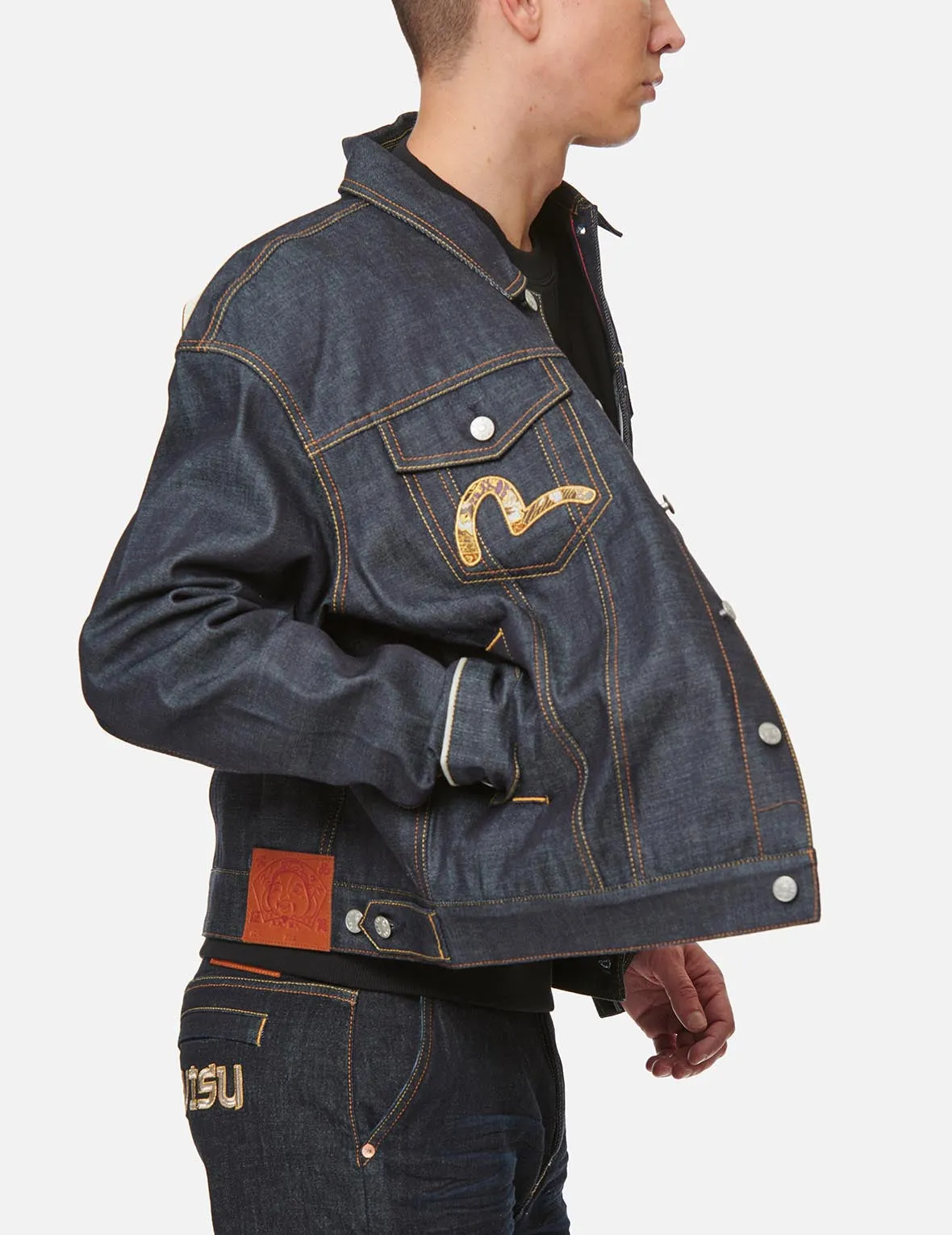 Scroll Daicock and Brocade Seagull Patch Denim Jacket