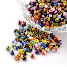 Seed Beads, Two-Tone, Seep Glass Beads, Round, Opaque, Mixed, #8, 3mm