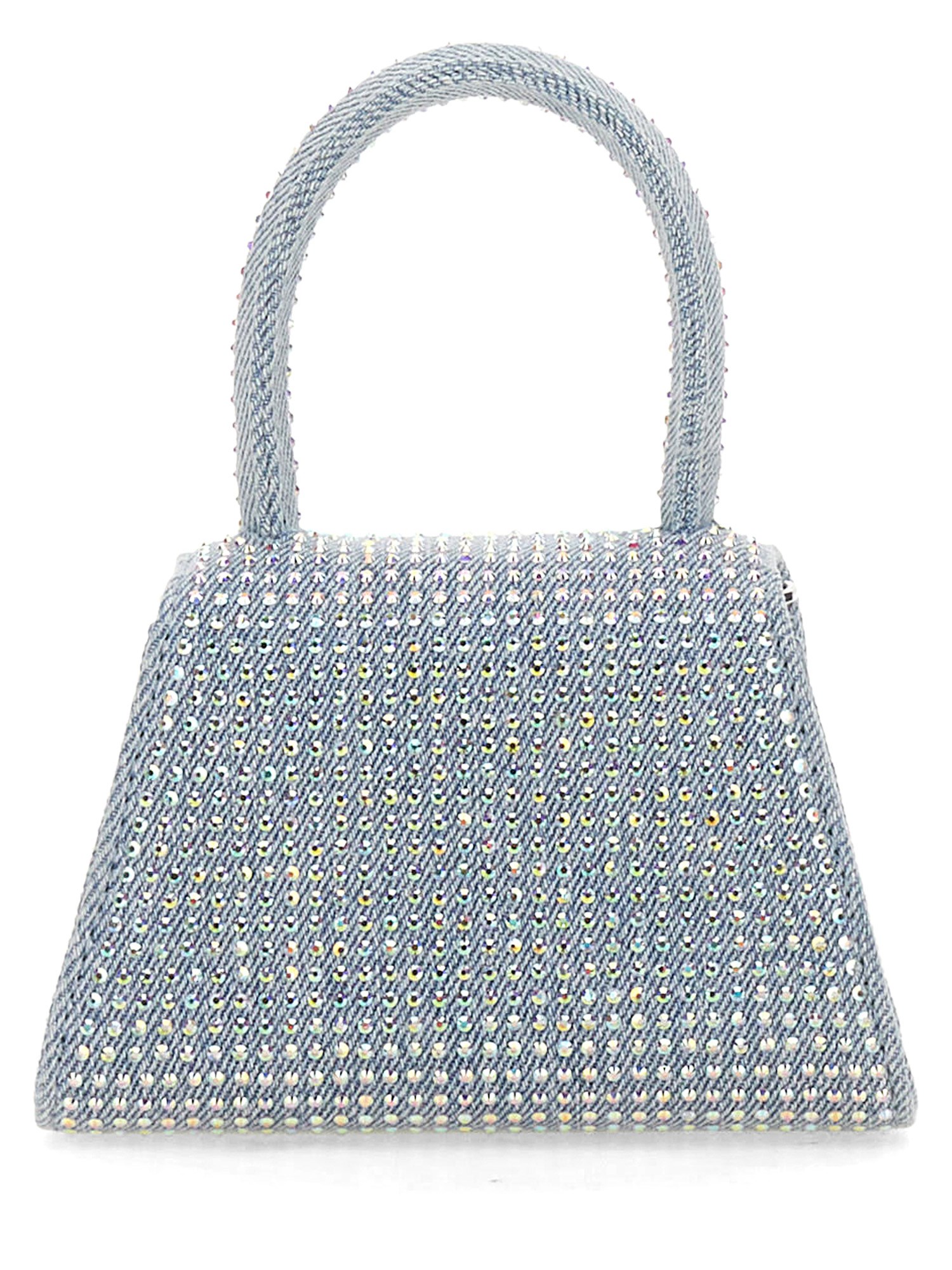 SELF-PORTRAIT    MICRO DENIM BOW BAG WITH BLUE RHINESTONES