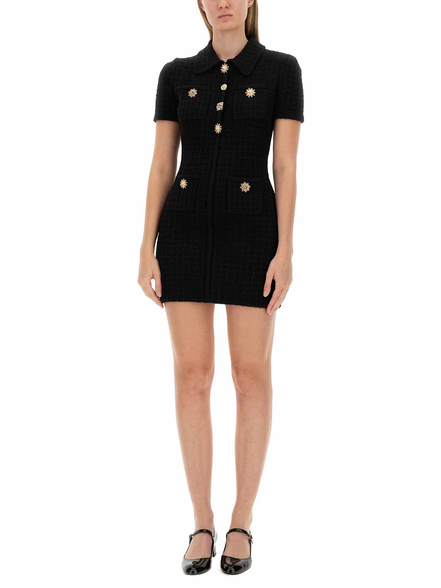 SELF-PORTRAIT    MINI DRESS WITH JEWEL BUTTON DETAIL