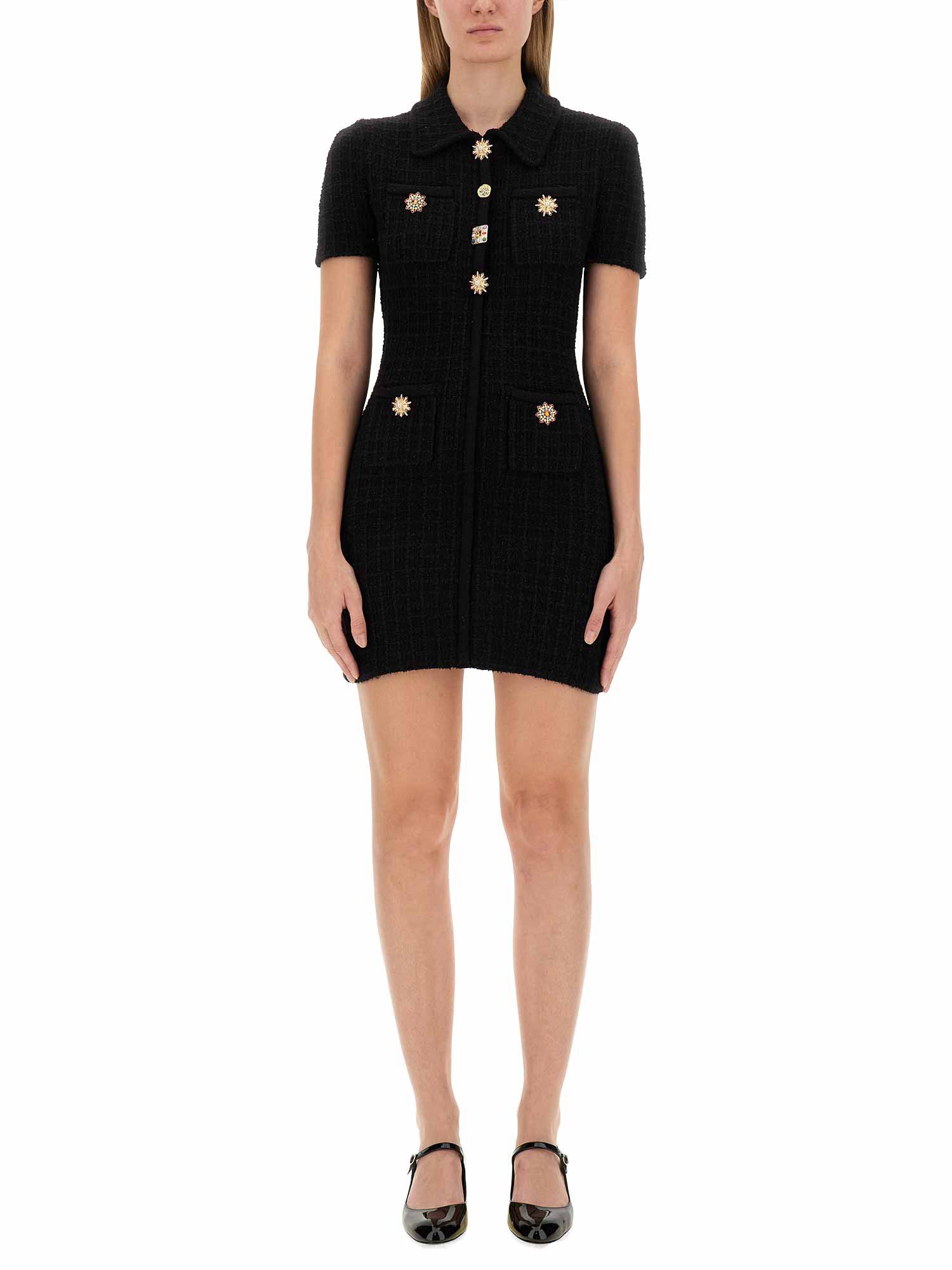 SELF-PORTRAIT    MINI DRESS WITH JEWEL BUTTON DETAIL