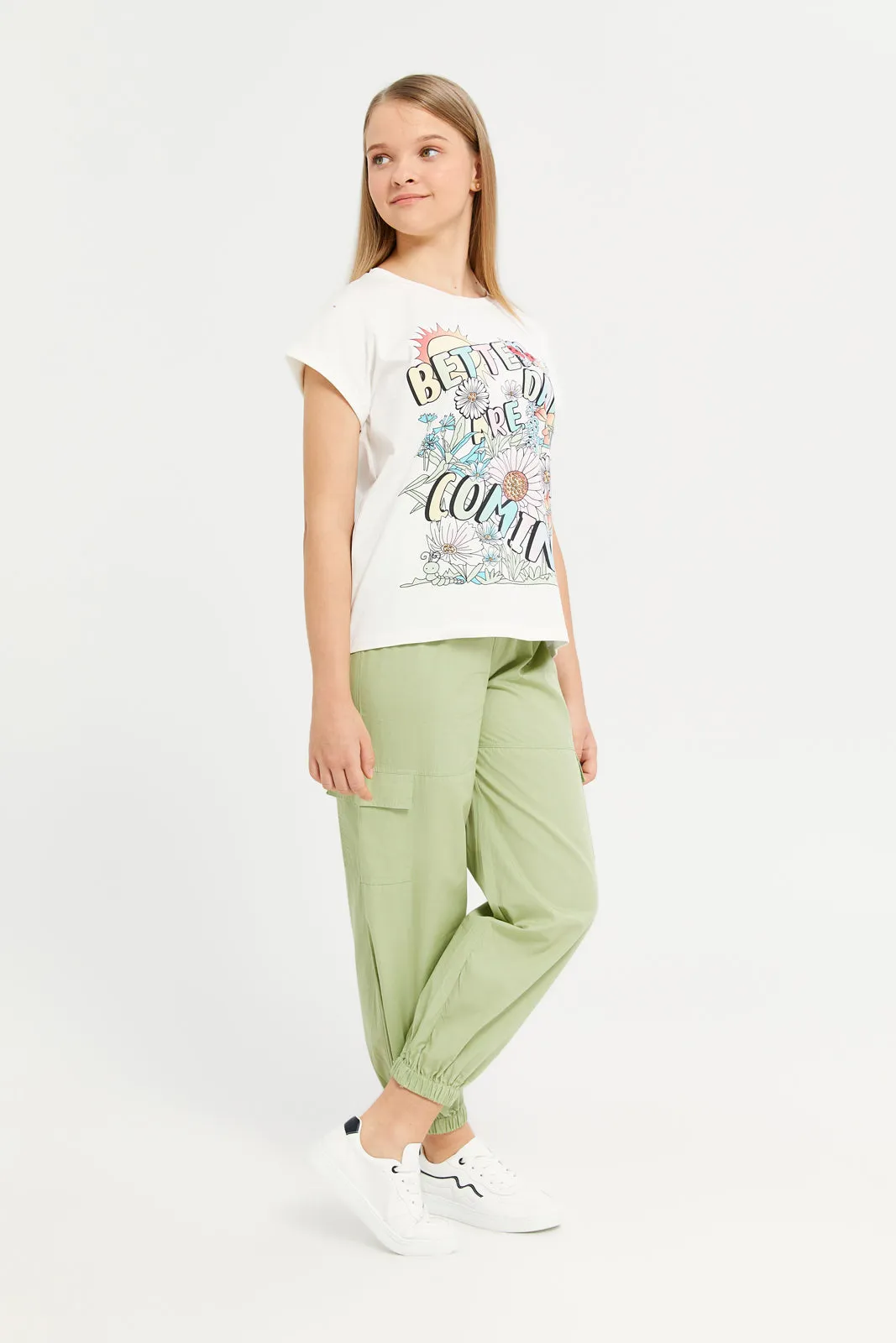 Senior Girls Mint Cargo Casual Trousers