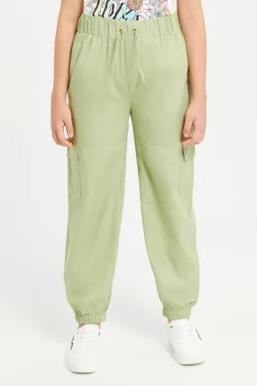 Senior Girls Mint Cargo Casual Trousers